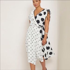 Eloquii mixed polka dot print wrap dress sz 28